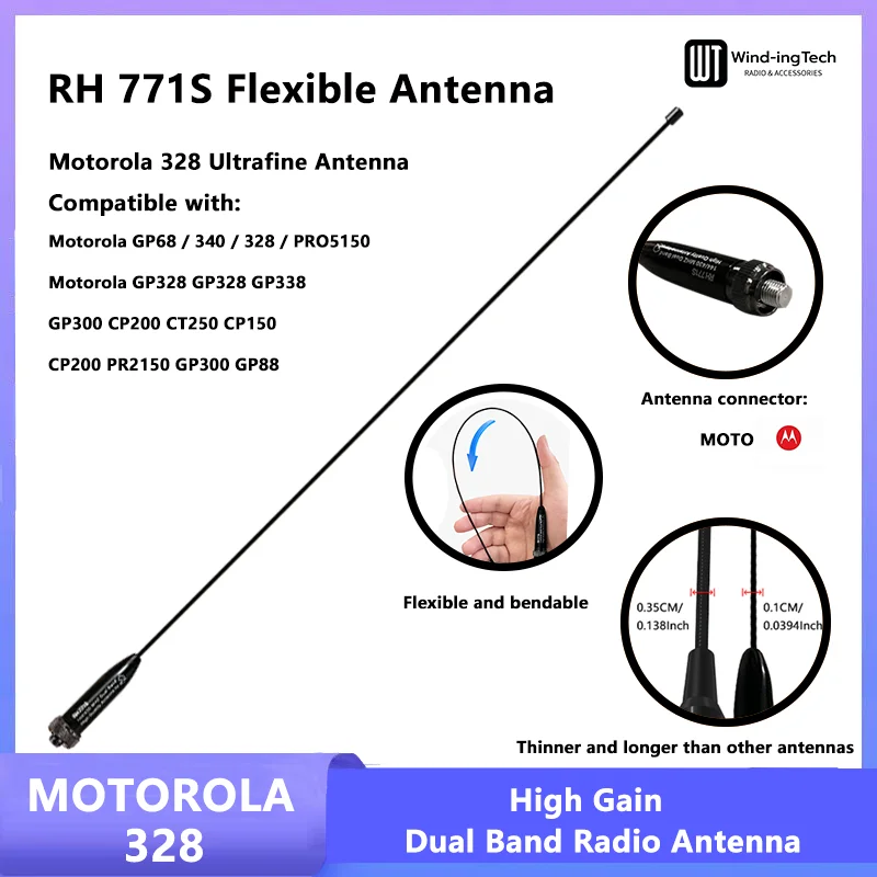 Тонкая антенна RH771S, трансивер Motorola 328 DUAL BAND VHF/UHF 144-430 МГц, совместимый с Motorola GP68/340/328/PR5150
Тонкая антенна RH771S, трансивер Motorola 328 DUAL BAND VHF/UHF 144-430 МГц, совместимый с Motorola GP68/340/328/PR5150