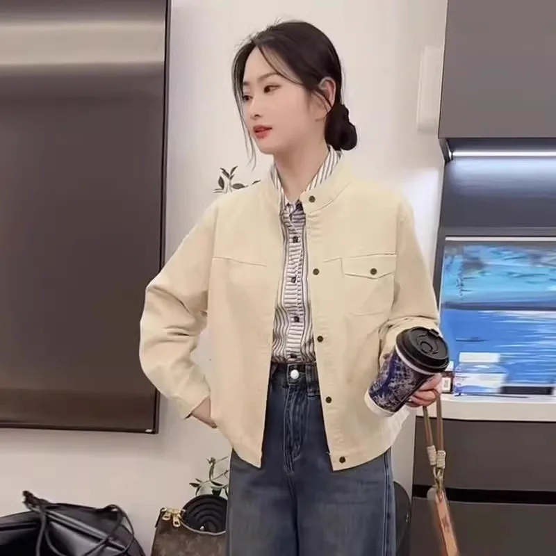 Korean Style Women's Short Thin Jacket Spring Autumn Stand Collar Small Size Casual Workwear Design Sense Top Coat
Korean Style Women's Short Thin Jacket Spring Autumn Stand Collar Small Size Casual Workwear Design Sense Top Coat