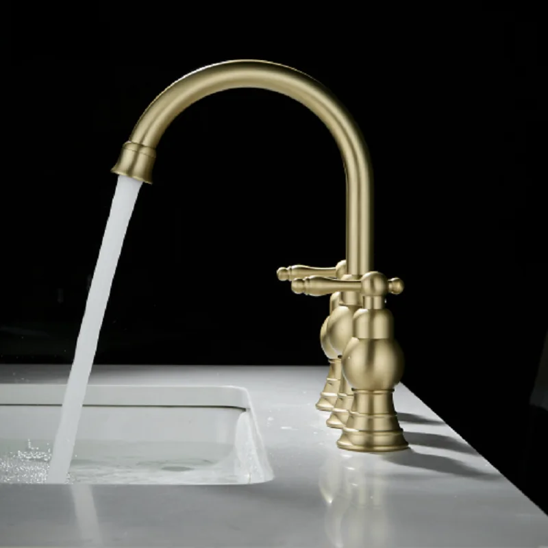 Bathroom basin faucet curved faucet deck installation double handle single hole hot and cold water mixer
Bathroom basin faucet curved faucet deck installation double handle single hole hot and cold water mixer