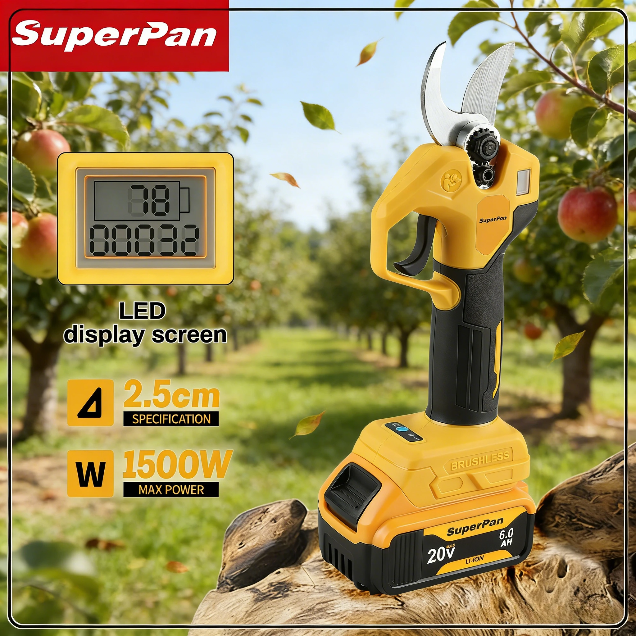 Беспроводные электрические ножницы SuperPan для обрезки сада, газона и ухода за территорией, 25 мм, совместимые с аккумулятором Dewalt 20V.
Беспроводные электрические ножницы SuperPan для обрезки сада, газона и ухода за территорией, 25 мм, совместимые с аккумулятором Dewalt 20V.