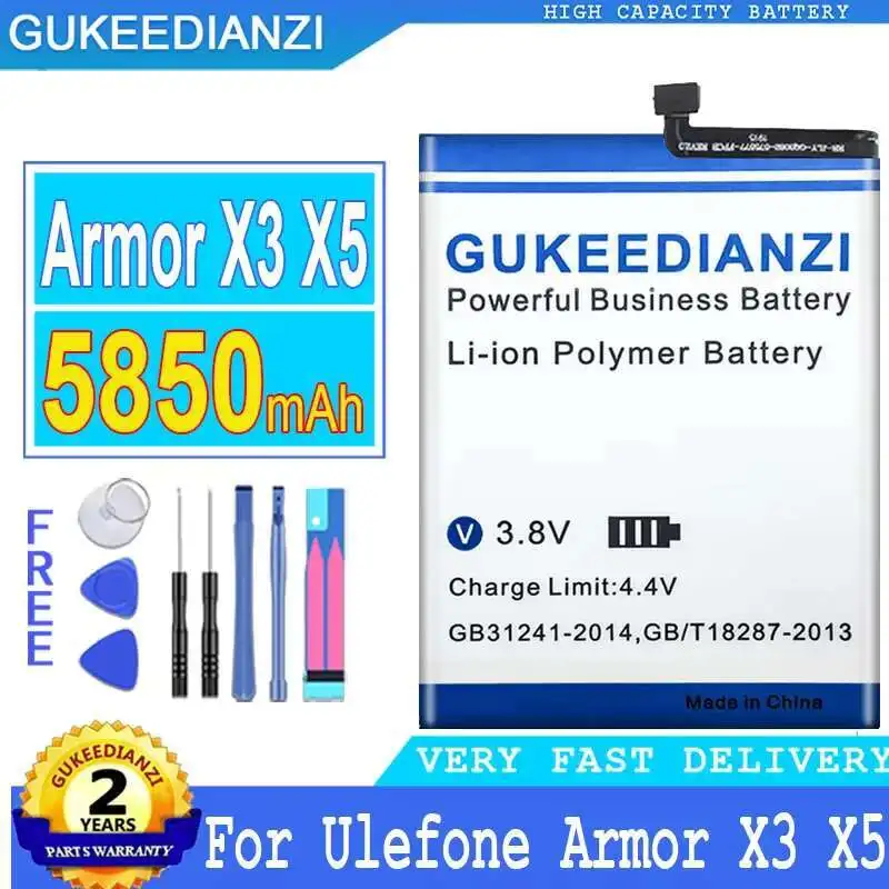 Надежный аккумулятор мобильного телефона емкостью 5850 мАч для Ulefone Armor X3 X5
Надежный аккумулятор мобильного телефона емкостью 5850 мАч для Ulefone Armor X3 X5