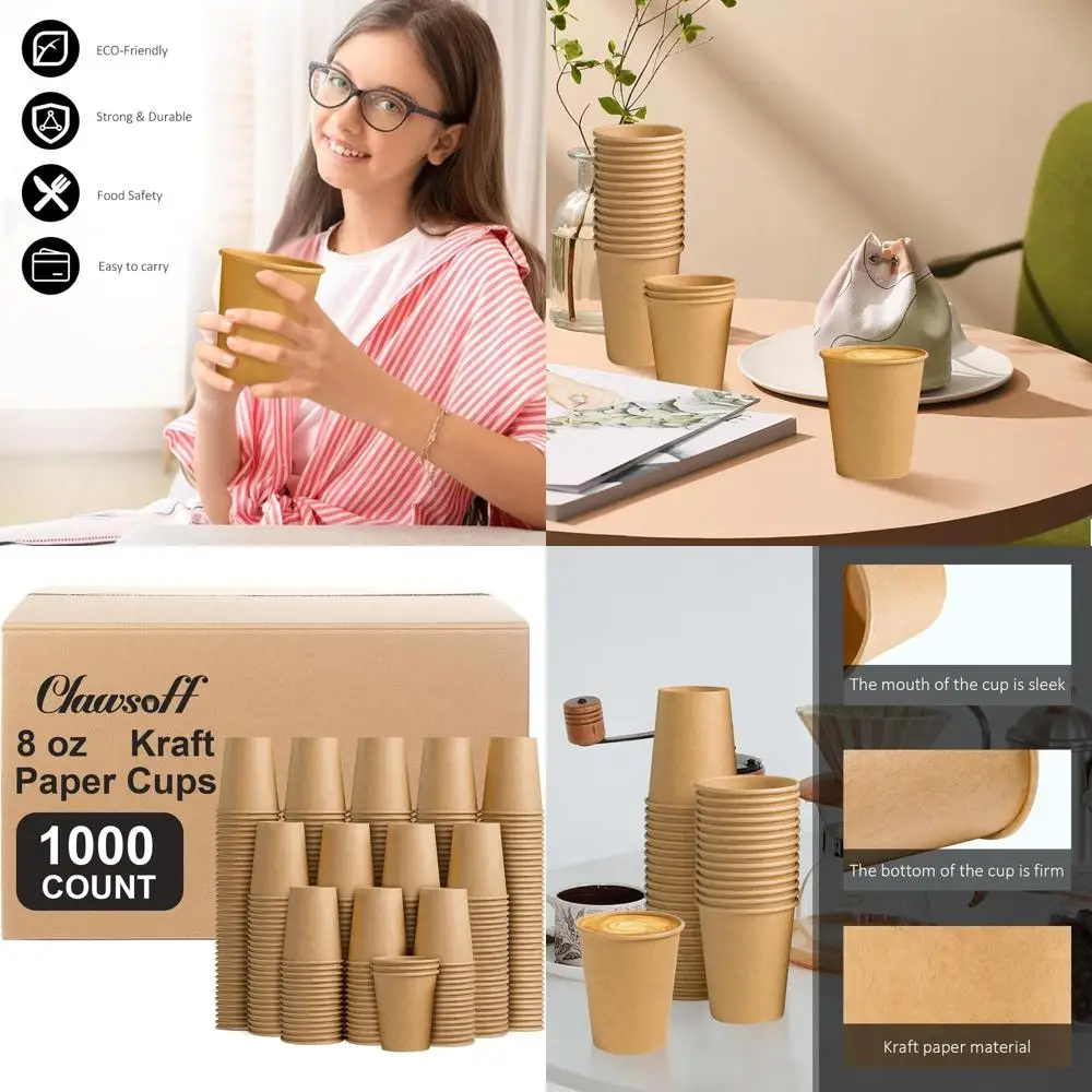 1000 Pack 8 oz Unbleached Paper Cups, Ideal for Beverages at Parties, Picnics, and Events
1000 Pack 8 oz Unbleached Paper Cups, Ideal for Beverages at Parties, Picnics, and Events