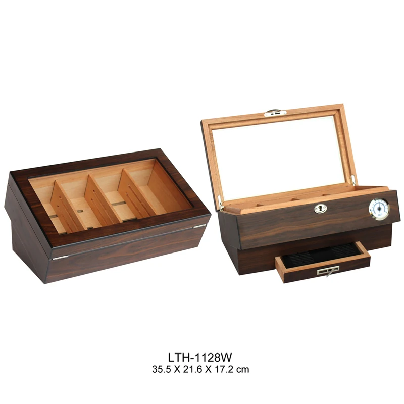 Hi quality glass top Matt black wood box Wooden cigar humidor with hygrometer and humidifier
Hi quality glass top Matt black wood box Wooden cigar humidor with hygrometer and humidifier
