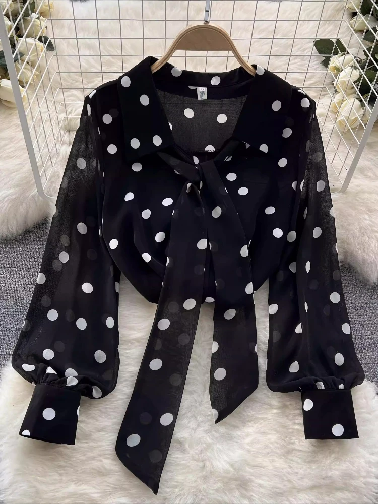 Fashion All Match Blouses Polka Dot Lace-up Turn Down Collar Lantern Sleeve Shirts 2025 Spring New Sweet Casual Women's Clothing
Fashion All Match Blouses Polka Dot Lace-up Turn Down Collar Lantern Sleeve Shirts 2025 Spring New Sweet Casual Women's Clothing