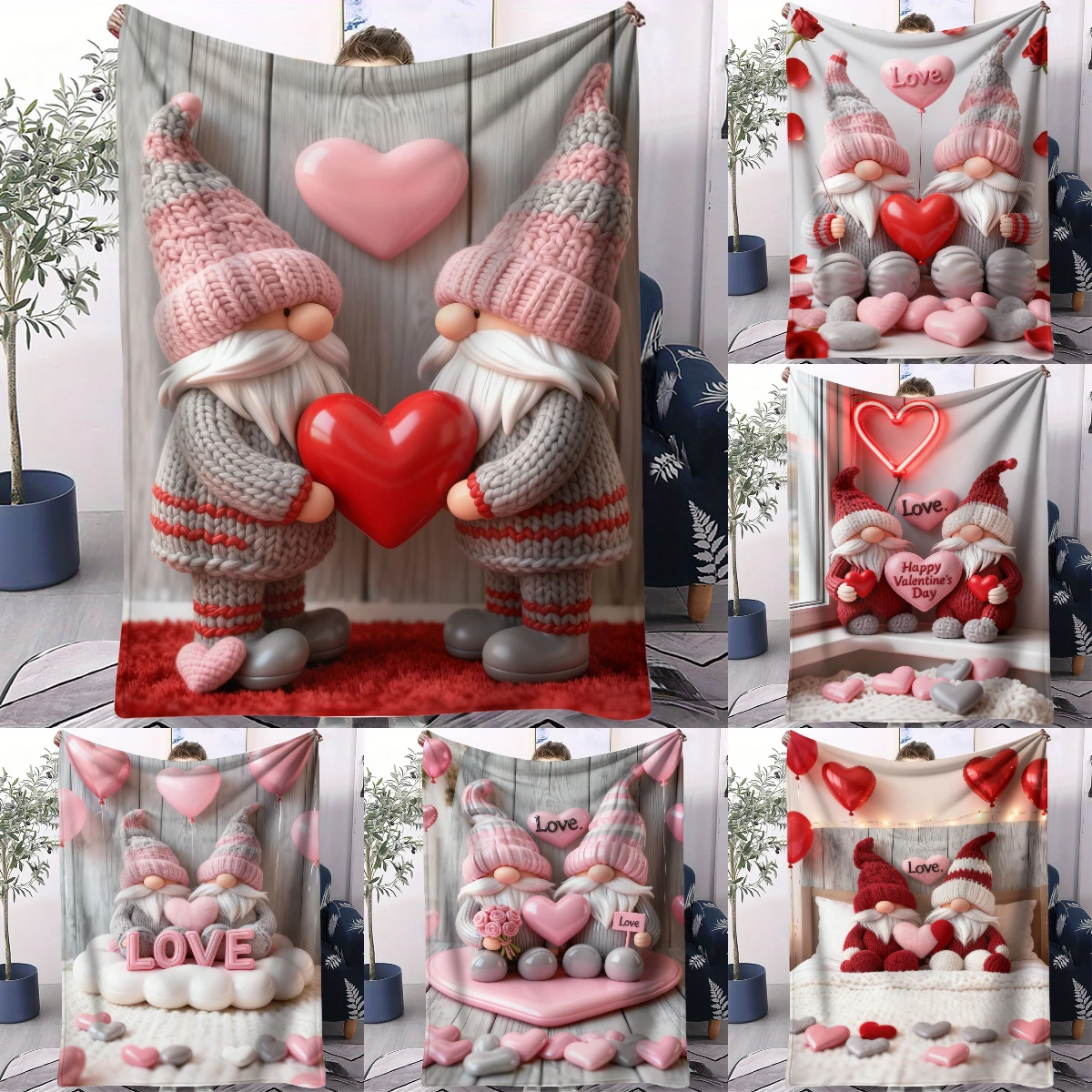 Gnome Love Heart Themed Flannel Blanket Warm Throw Lightweight Cozy Cover for Living Room Christmas Valentine's Day Couple Gift
Gnome Love Heart Themed Flannel Blanket Warm Throw Lightweight Cozy Cover for Living Room Christmas Valentine's Day Couple Gift