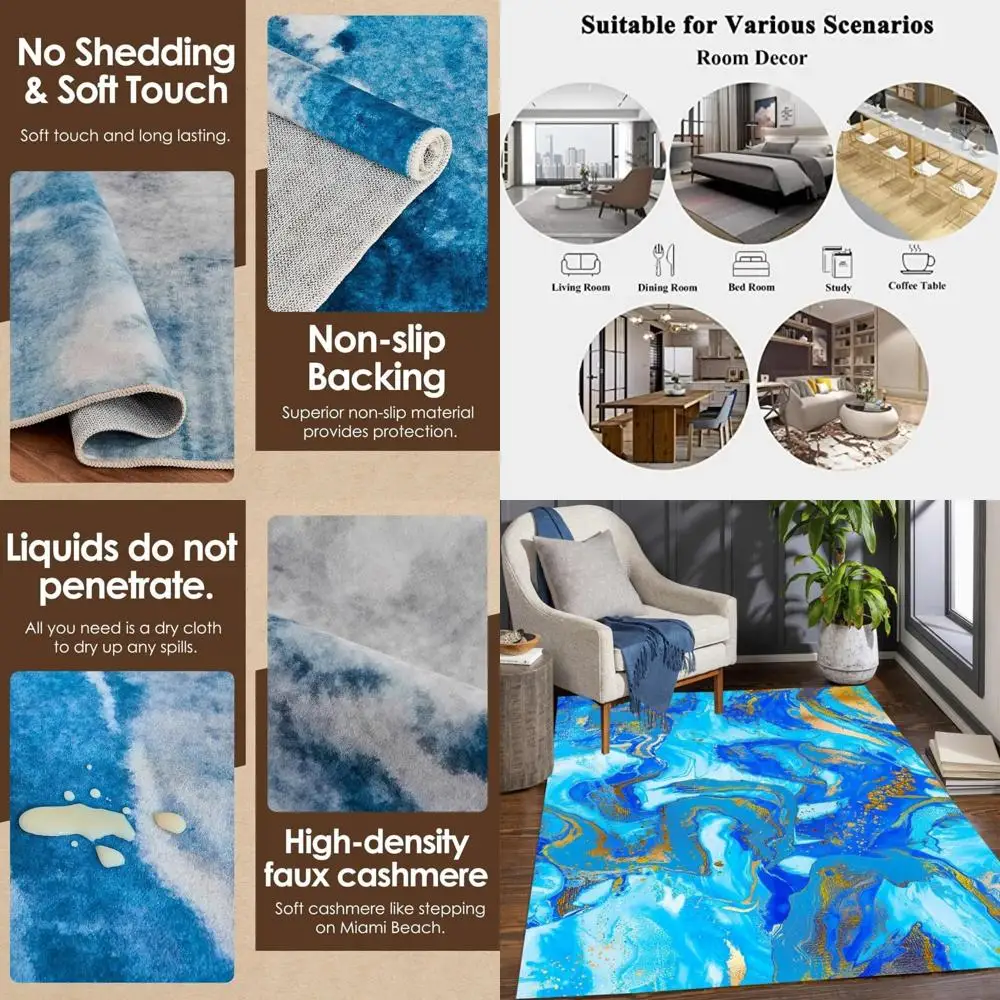 Elegant Blue And White Gold Marble Effect Washable Area Rug, 10x12 For Living Room, Bedroom, Dining Room, Office, Kitchen, And D
Elegant Blue And White Gold Marble Effect Washable Area Rug, 10x12 For Living Room, Bedroom, Dining Room, Office, Kitchen, And D