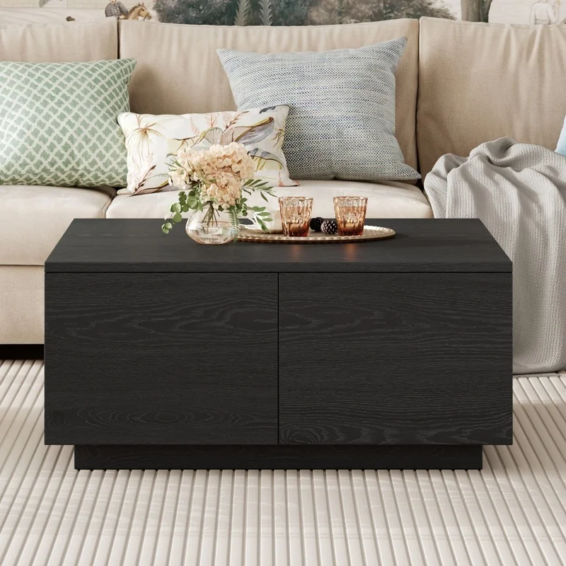 33.25" Black Square Coffee Table with 4 Drawers
33.25" Black Square Coffee Table with 4 Drawers
