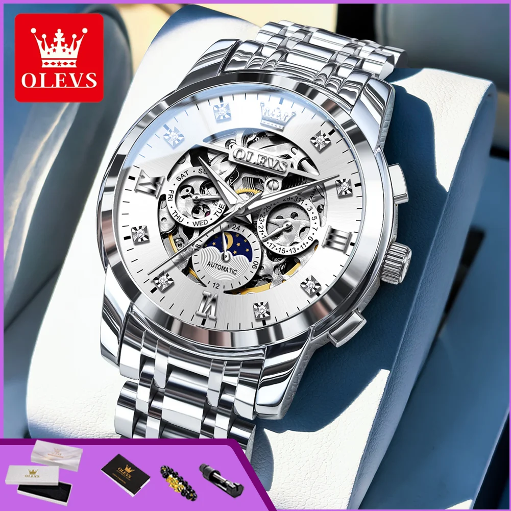 OLEVS 6721 Luxury Automatic Mechanical Wristwatch for Man Fashion Hollow Stainless Steel Waterproof Luminous Men's Dress Watches
OLEVS 6721 Luxury Automatic Mechanical Wristwatch for Man Fashion Hollow Stainless Steel Waterproof Luminous Men's Dress Watches