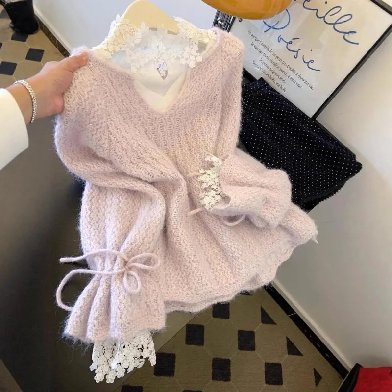 2026 New Purple Gentle Wind Rough Knitted Sweater Women's Autumn Spring Atmosphere Loose Soft Waxy Long-sleeved V-neck Top Tide
2026 New Purple Gentle Wind Rough Knitted Sweater Women's Autumn Spring Atmosphere Loose Soft Waxy Long-sleeved V-neck Top Tide