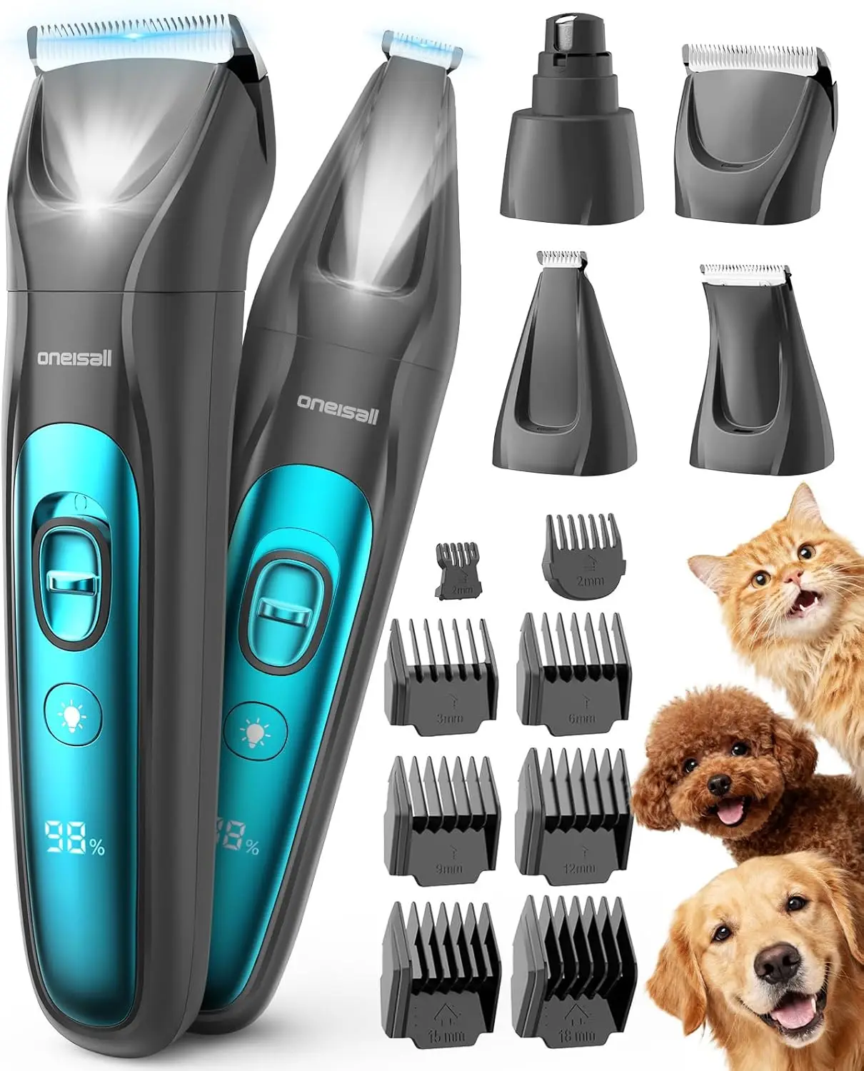 Professional Dog Grooming Kit: 4-in-1 Quiet Clippers with LED Light, Cordless Shaver for Paws Face Ears Body
Professional Dog Grooming Kit: 4-in-1 Quiet Clippers with LED Light, Cordless Shaver for Paws Face Ears Body