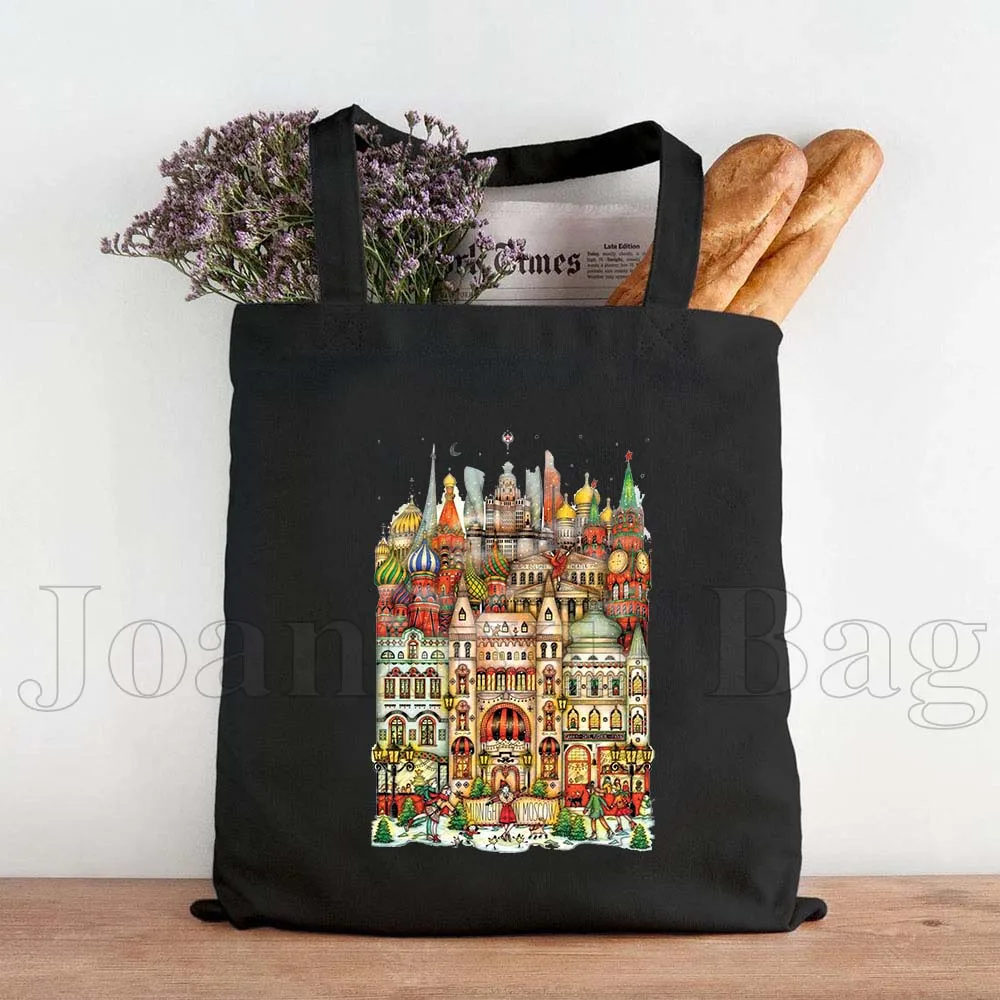 Cute Russia Map Flag Russian Moscow Canvas Shoulder Tote Bag Matrioshka Nesting Doll Cathedral Women's Shopping Reusable Handbag
Cute Russia Map Flag Russian Moscow Canvas Shoulder Tote Bag Matrioshka Nesting Doll Cathedral Women's Shopping Reusable Handbag