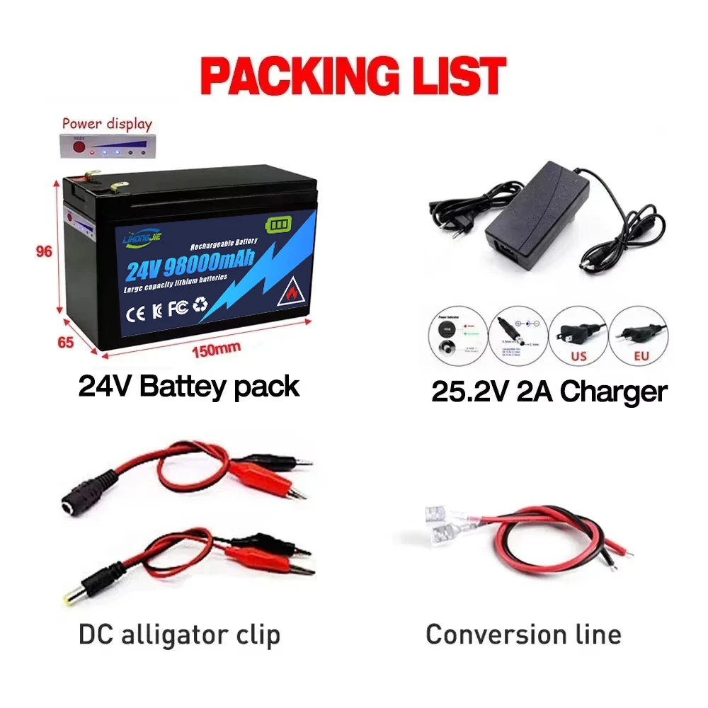 Ultra long endurance 24V electric vehicle lithium iron phosphate battery pack, 158Ah capacity, built-in BMS 30A high current
Ultra long endurance 24V electric vehicle lithium iron phosphate battery pack, 158Ah capacity, built-in BMS 30A high current