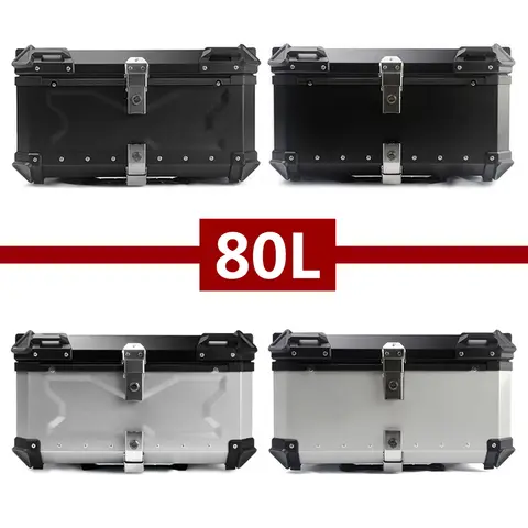 80L Motorcycle Box Aluminum Motorcycle Rear Luggage Case Large Capacity Universal Moto Top Case Motorcycle Travel Storage Box