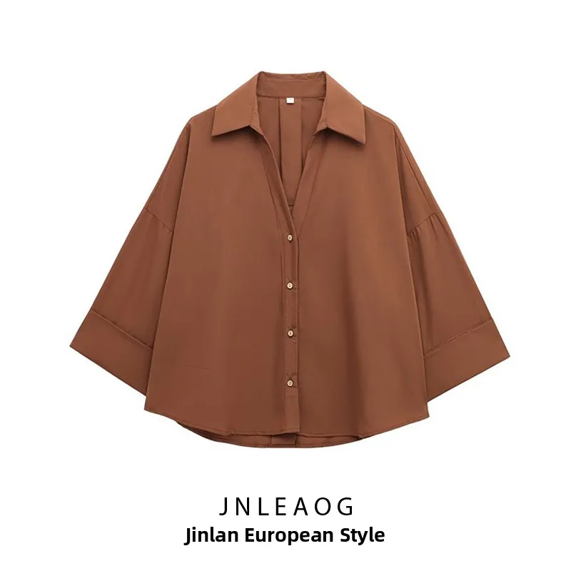 JNLEAOG Autumn New Women's Casual Sle Wide Sve Silk irt Loose Fit Polyester Fiber Long Sve Pure Color Button Detail
JNLEAOG Autumn New Women's Casual Sle Wide Sve Silk irt Loose Fit Polyester Fiber Long Sve Pure Color Button Detail