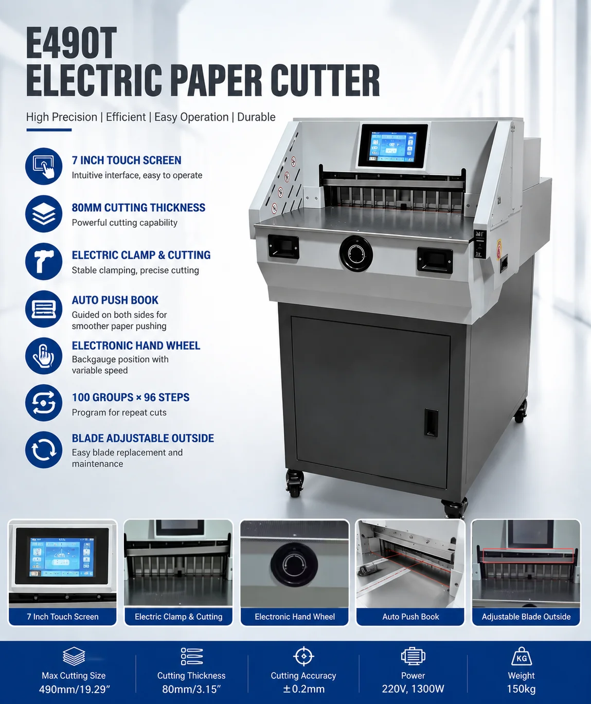 E490T Electric Paper Cutting Machine Reliable Guillotine Cutter For Printing Shops And Copy Centers
E490T Electric Paper Cutting Machine Reliable Guillotine Cutter For Printing Shops And Copy Centers