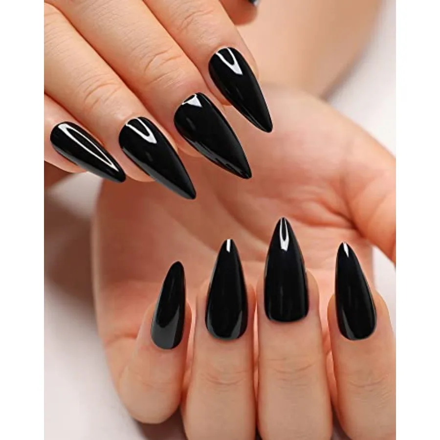 24Pcs Black Press on Nails Stiletto Fake Nails Medium Length Almond False Nails Tips Long Acrylic Glossy Stick on Nail Solid Co
24Pcs Black Press on Nails Stiletto Fake Nails Medium Length Almond False Nails Tips Long Acrylic Glossy Stick on Nail Solid Co