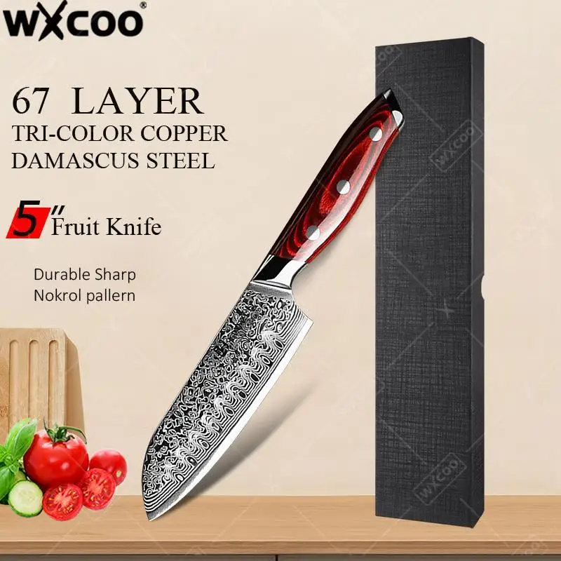TAMZUO Kitchen Santoku Knife Japanese Hand Forged Damascus Steel Utility Knife 5" Meat Cutting Fruit Peeling Knife Cooking Tools
TAMZUO Kitchen Santoku Knife Japanese Hand Forged Damascus Steel Utility Knife 5" Meat Cutting Fruit Peeling Knife Cooking Tools