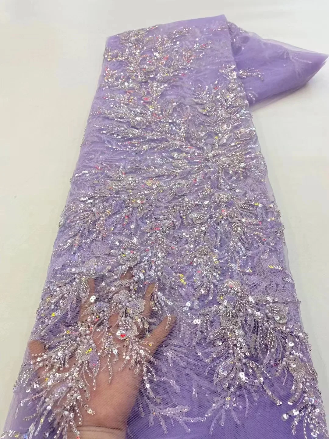 Purple 2022 Luxury Sequins Lace Fabrics High Quality African Beaded Tulle Fabric Embroidery Lace With Beads For Bridal Dress
Purple 2022 Luxury Sequins Lace Fabrics High Quality African Beaded Tulle Fabric Embroidery Lace With Beads For Bridal Dress