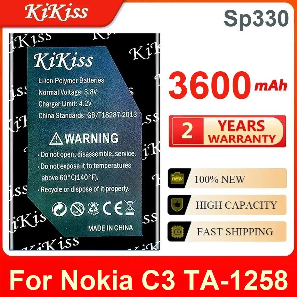 Аккумулятор Kikiss Sp330 3600 мАч для Nokia C3 TA-1258
Аккумулятор Kikiss Sp330 3600 мАч для Nokia C3 TA-1258