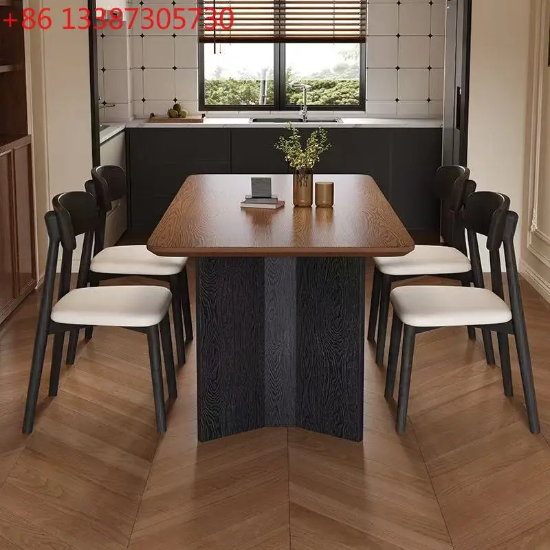 Medieval style solid wood grain rock slab dining table household small apartment minimalist dining table
Medieval style solid wood grain rock slab dining table household small apartment minimalist dining table
