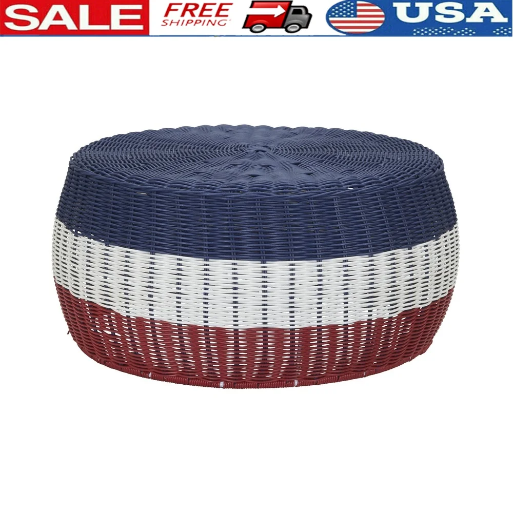 Handwoven Resin Ottoman Table Storage Blue White Red Round Wicker Accent Piece Indoor Outdoor Use Plant Stand Coffee Table
Handwoven Resin Ottoman Table Storage Blue White Red Round Wicker Accent Piece Indoor Outdoor Use Plant Stand Coffee Table