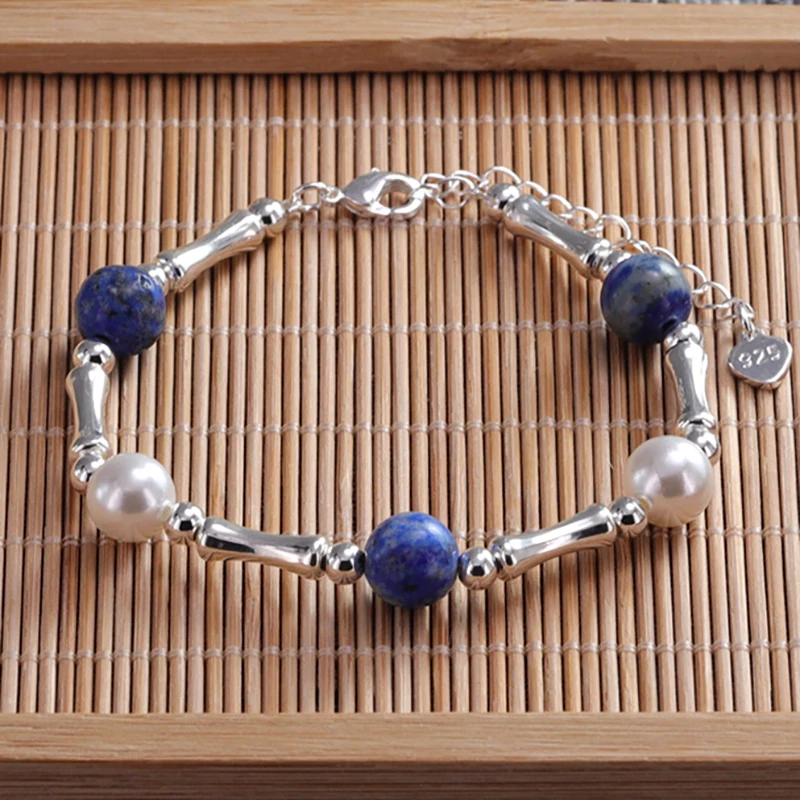 VENTFILLE 925 Sterling Silver 8mm Natural Pearl Lapis Lazuli Shell Pearl Bracelet For Women Gift Crushed Silver Jewelry
VENTFILLE 925 Sterling Silver 8mm Natural Pearl Lapis Lazuli Shell Pearl Bracelet For Women Gift Crushed Silver Jewelry
