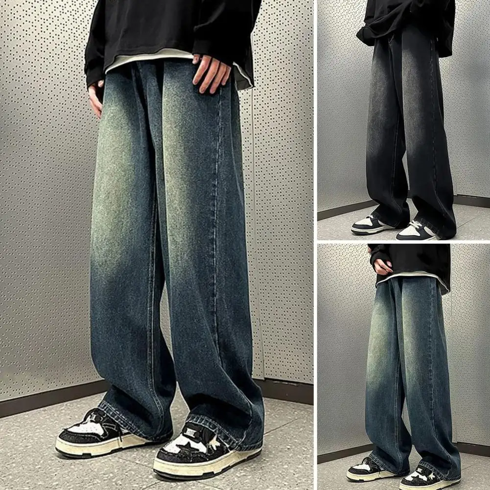 Distressed Loose Fit Denim Trousers Men Retro Washed Blue Jeans Retro Hip Hop Men's Jeans with Gradient Contrast Color for A
Distressed Loose Fit Denim Trousers Men Retro Washed Blue Jeans Retro Hip Hop Men's Jeans with Gradient Contrast Color for A