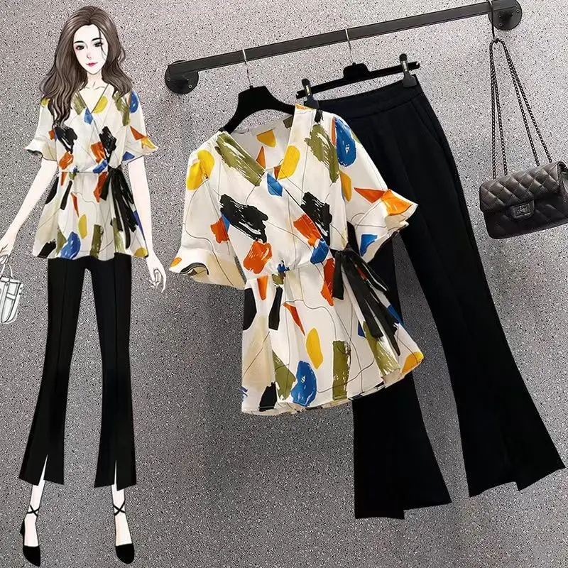 2024 Summer Women's Suit Fashion Casual Short-Sleeve T-shirt Sports Suit Wide-leg Pants Temperament Elegant 2-Piece Outfits A532
2024 Summer Women's Suit Fashion Casual Short-Sleeve T-shirt Sports Suit Wide-leg Pants Temperament Elegant 2-Piece Outfits A532