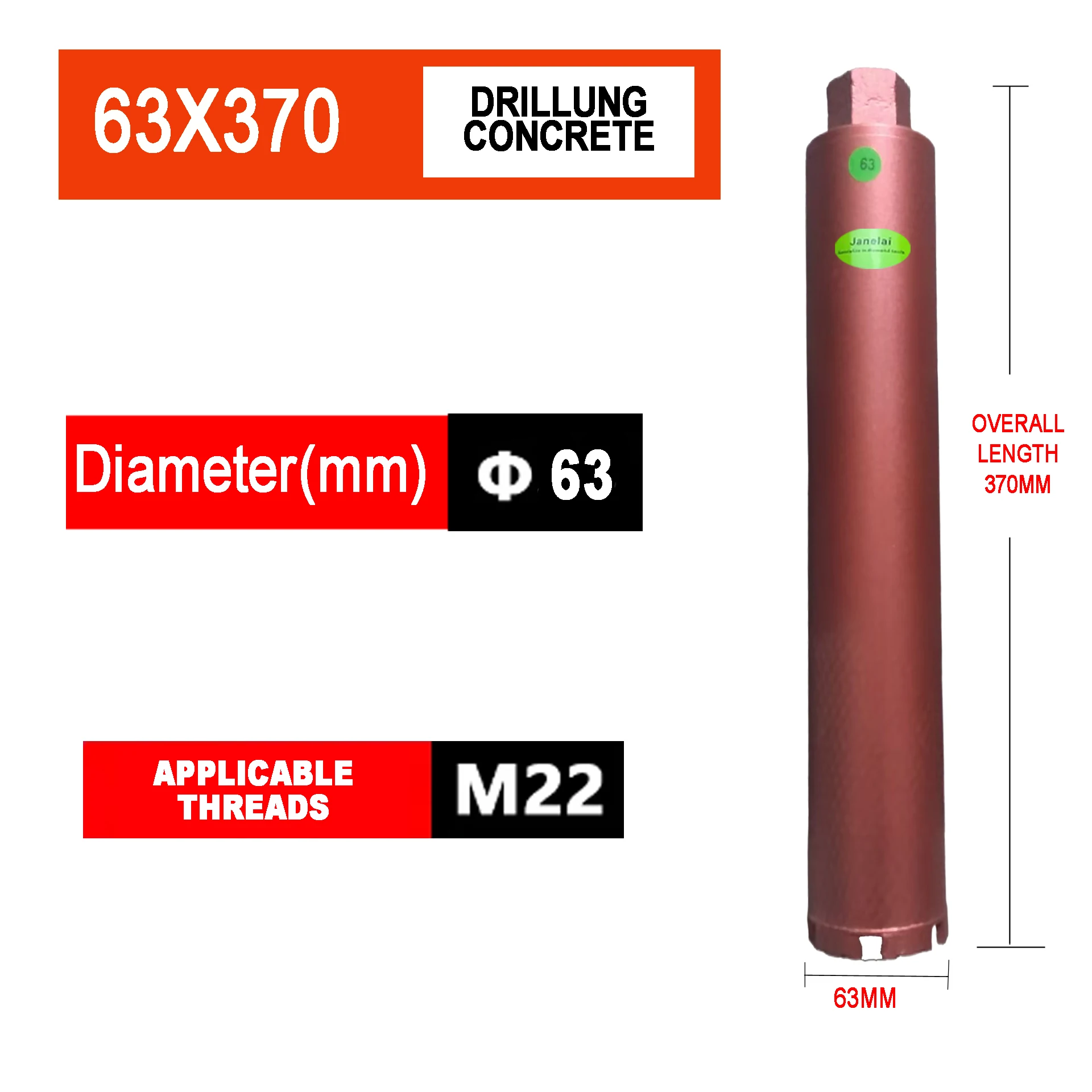 Диапазон диаметра Janelai, длина 63x370 мм, алмазная кольцевая пила, сверло для глубоких отверстий для сверления отверстий в бетоне/кирпичной стене
Диапазон диаметра Janelai, длина 63x370 мм, алмазная кольцевая пила, сверло для глубоких отверстий для сверления отверстий в бетоне/кирпичной стене