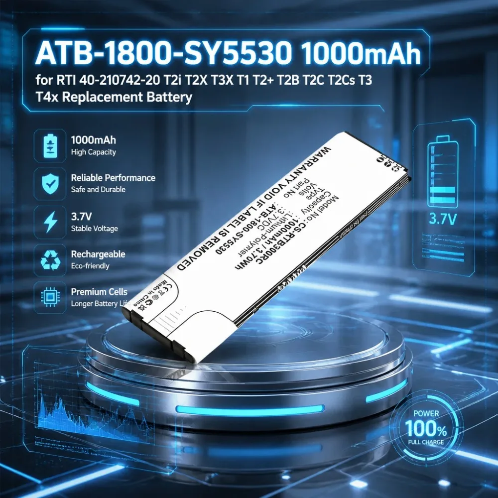 In Stock 1000mAh 3.7V ATB-1800-SY5530 Replacement Battery For RTI T2i T2X T3X T1 T2+ T3 T4x
In Stock 1000mAh 3.7V ATB-1800-SY5530 Replacement Battery For RTI T2i T2X T3X T1 T2+ T3 T4x