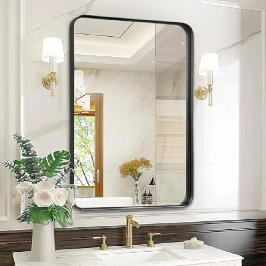 Bathroom Wall Mirror Over Sink - 24x32 Inch Matte Framed Mirror for Restroom, Rectangle Matal Frame Vanity Mirror for Bathroom,
Bathroom Wall Mirror Over Sink - 24x32 Inch Matte Framed Mirror for Restroom, Rectangle Matal Frame Vanity Mirror for Bathroom,
