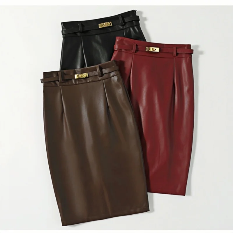 Seoulish High Waist Vintage PU Leather Women's Wrap Skirts with Belted 2025 New Autumn Winter Office Sheath Midi Skirts Female
Seoulish High Waist Vintage PU Leather Women's Wrap Skirts with Belted 2025 New Autumn Winter Office Sheath Midi Skirts Female
