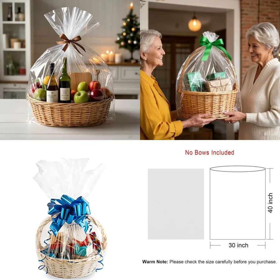 Large Cello/Cellophane Bags,30x 40 Inches Clear Basket Bags OPP Plastic Cellophane Wrap for Gift Baskets Packaging 5 Pieces (No Bow or Ribbon Included)
Large Cello/Cellophane Bags,30x 40 Inches Clear Basket Bags OPP Plastic Cellophane Wrap for Gift Baskets Packaging 5 Pieces (No Bow or Ribbon Included)