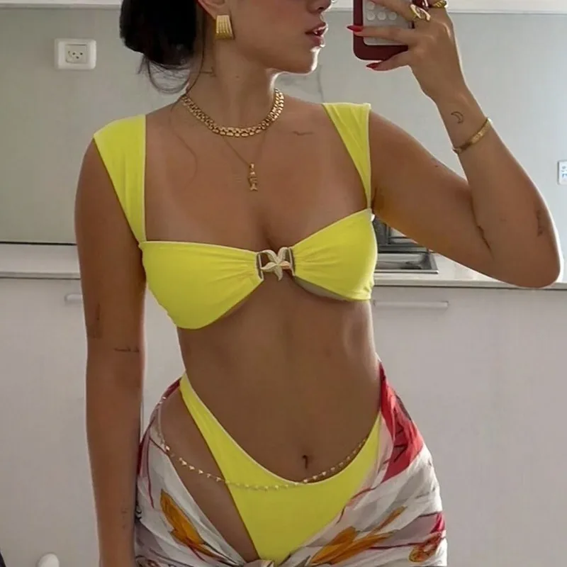 New Sexy Yellow Bikinis Push Up Women Swimsuit Starfish Swimwear Brazilian Bikini Set Thong Biquini Female Solid Beachwear
New Sexy Yellow Bikinis Push Up Women Swimsuit Starfish Swimwear Brazilian Bikini Set Thong Biquini Female Solid Beachwear