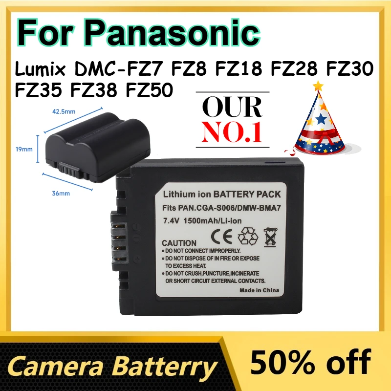 7.4V 1500mAh CGA-S006E Li-Ion Battery for Panasonic Lumix DMC-FZ7 FZ8 FZ18 FZ28 FZ30 FZ35 FZ38 FZ50 Camera Batteries
7.4V 1500mAh CGA-S006E Li-Ion Battery for Panasonic Lumix DMC-FZ7 FZ8 FZ18 FZ28 FZ30 FZ35 FZ38 FZ50 Camera Batteries