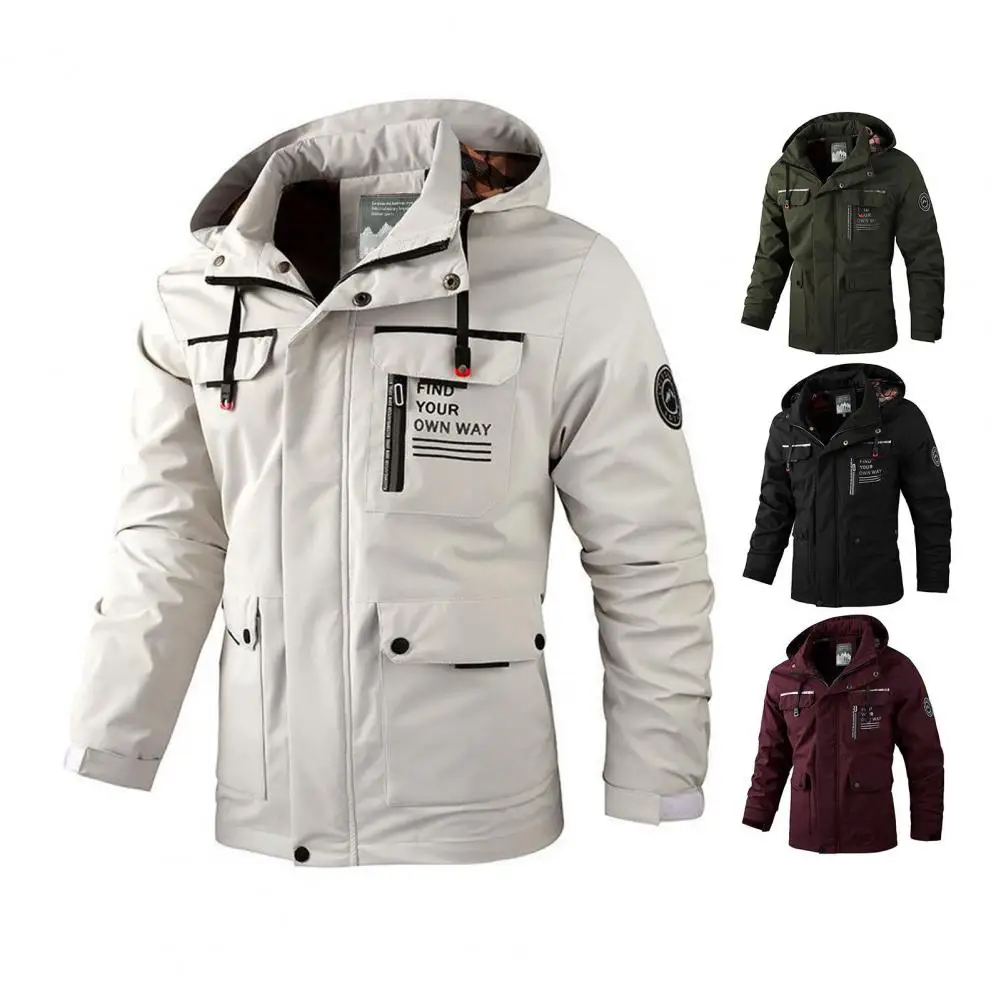 Zipper Buttons Placket Jacket Stylish Windbreaker Jacket with Hood Multiple Pockets Waterproof Design for Men's Winter Outdoor
Zipper Buttons Placket Jacket Stylish Windbreaker Jacket with Hood Multiple Pockets Waterproof Design for Men's Winter Outdoor