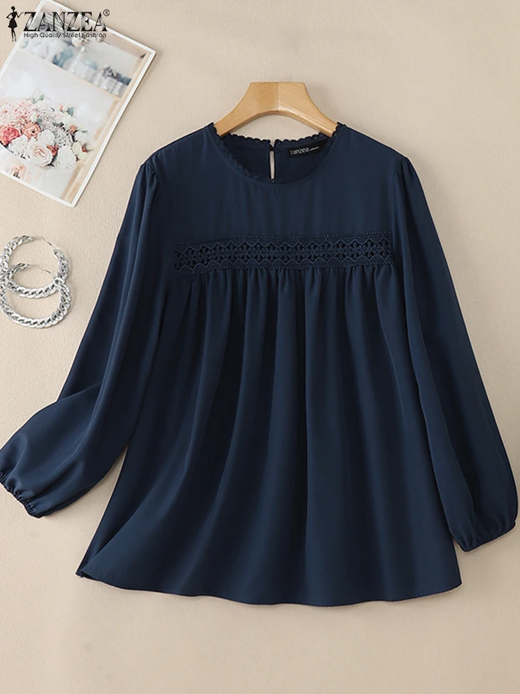 2025 ZANZEA Spring Women Blouses Elegant O Neck Long Sleeve Work Shirt Casual Lace Patchwork Holiday Tops Solid Loose Blusas
2025 ZANZEA Spring Women Blouses Elegant O Neck Long Sleeve Work Shirt Casual Lace Patchwork Holiday Tops Solid Loose Blusas
