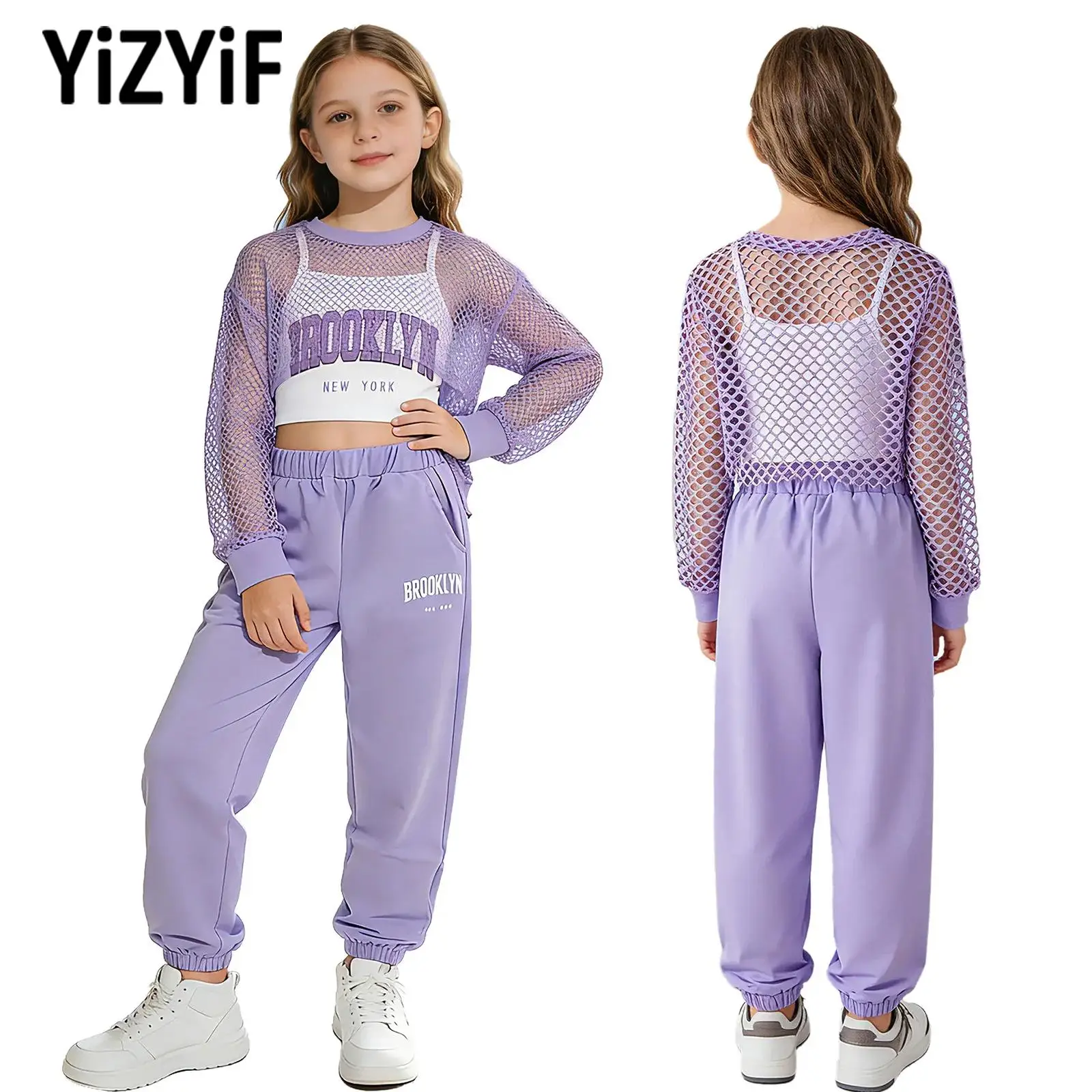 Kids Girls Workout Sports Set Long Sleeve Mesh Crop Top+Vest+Sweatpants Set for Hip-Hop Performance Dancewear Jazz Dance Costume
Kids Girls Workout Sports Set Long Sleeve Mesh Crop Top+Vest+Sweatpants Set for Hip-Hop Performance Dancewear Jazz Dance Costume