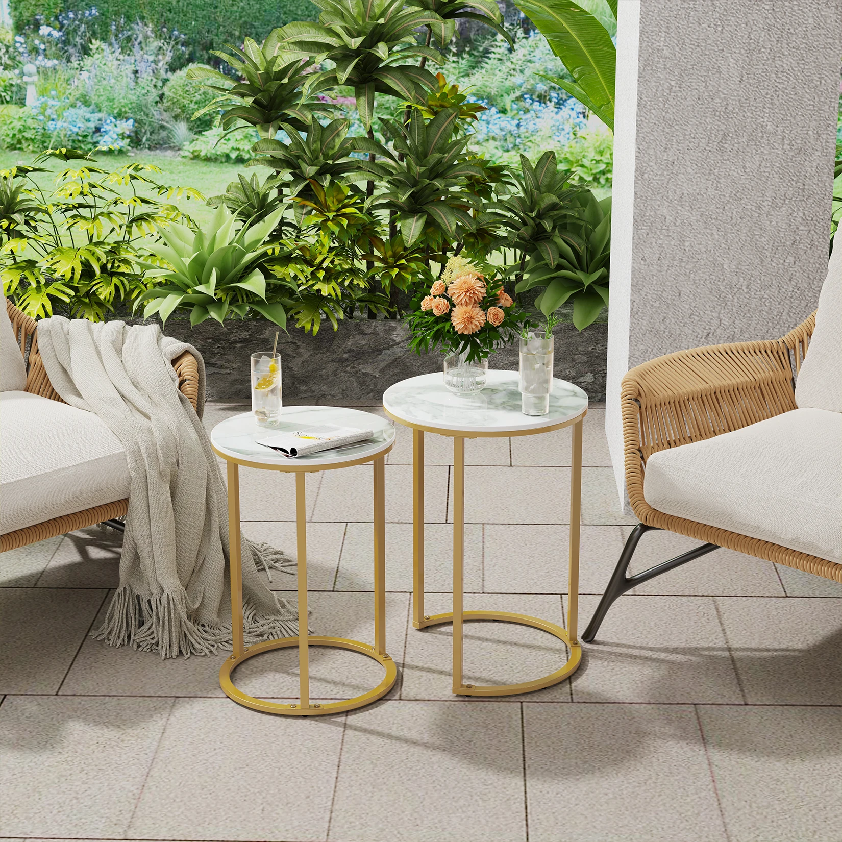 Set of 2 Sintered Stone Round Metal Base Nesting Set Side Accent Table Living Room Storage Small End Table
Set of 2 Sintered Stone Round Metal Base Nesting Set Side Accent Table Living Room Storage Small End Table