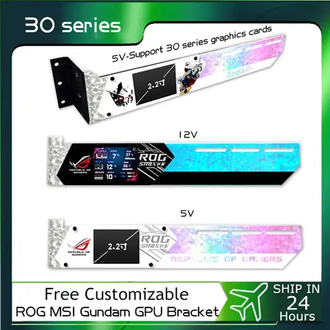 DIY 2,2 Zoll LCD Display GPU Halterung, VGA Halter Unterstützung RGB mit LED Monitor Aida 64 Bildschirm ROG MSI für PC Gamer Schrank 5V