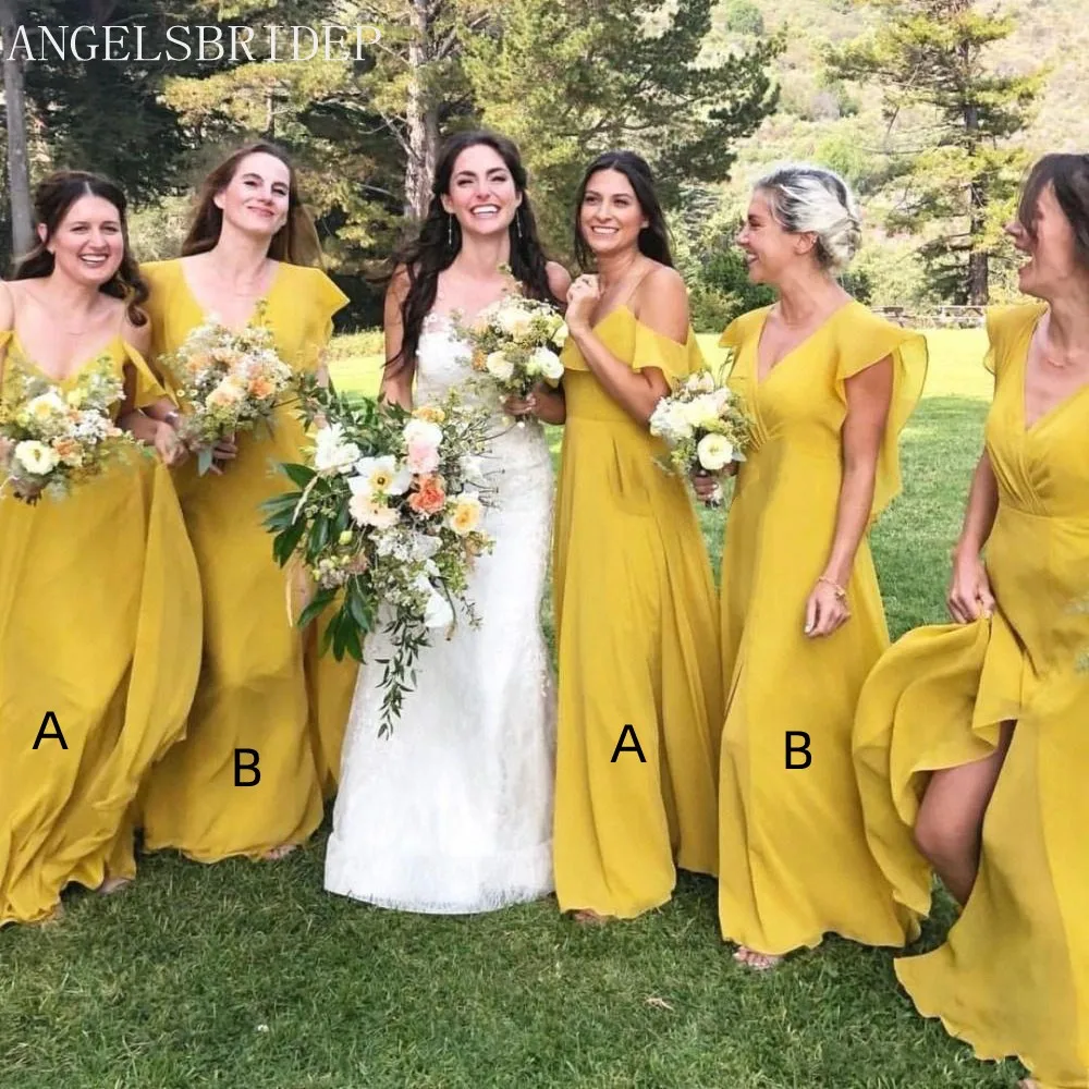 Angelsbridep A-Line Long Chiffon Bohemian Woman Bridesmaid Dresses Short Sleeves V Neck Maid of Honor Gowns For Wedding Party
Angelsbridep A-Line Long Chiffon Bohemian Woman Bridesmaid Dresses Short Sleeves V Neck Maid of Honor Gowns For Wedding Party