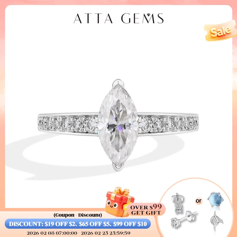 ATTAGEMS 1.0CT Moissanite Ring for Women 5*10mm Marquise Cut Stone S925 Pure Silver Wedding Engagement Luxury Rings Fine Jewelry
ATTAGEMS 1.0CT Moissanite Ring for Women 5*10mm Marquise Cut Stone S925 Pure Silver Wedding Engagement Luxury Rings Fine Jewelry