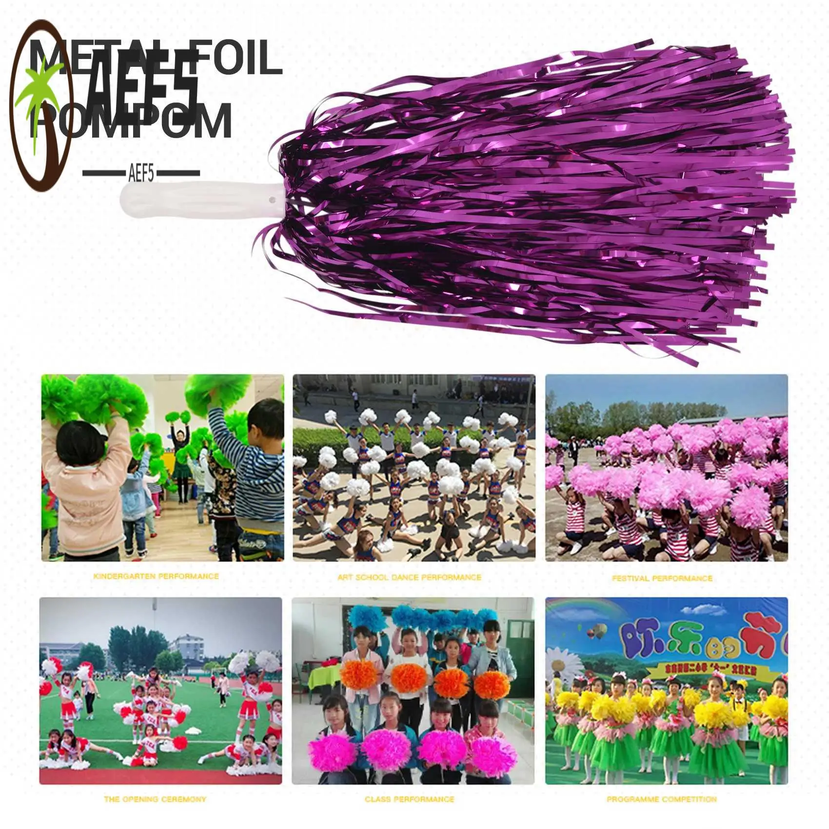 AEF5-24Pcs Cheerleading Pom Poms Metallic Foil Cheer Pom Poms With Plastic Handle For Adults Kids Cheerleaders Party
AEF5-24Pcs Cheerleading Pom Poms Metallic Foil Cheer Pom Poms With Plastic Handle For Adults Kids Cheerleaders Party