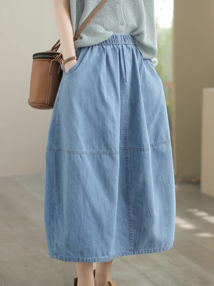 Loose A-Line Skirt Women's Summer New Sle Artistic Thin Wa Blue Fem Clothing Cotton Fabric Midi Skirt
Loose A-Line Skirt Women's Summer New Sle Artistic Thin Wa Blue Fem Clothing Cotton Fabric Midi Skirt