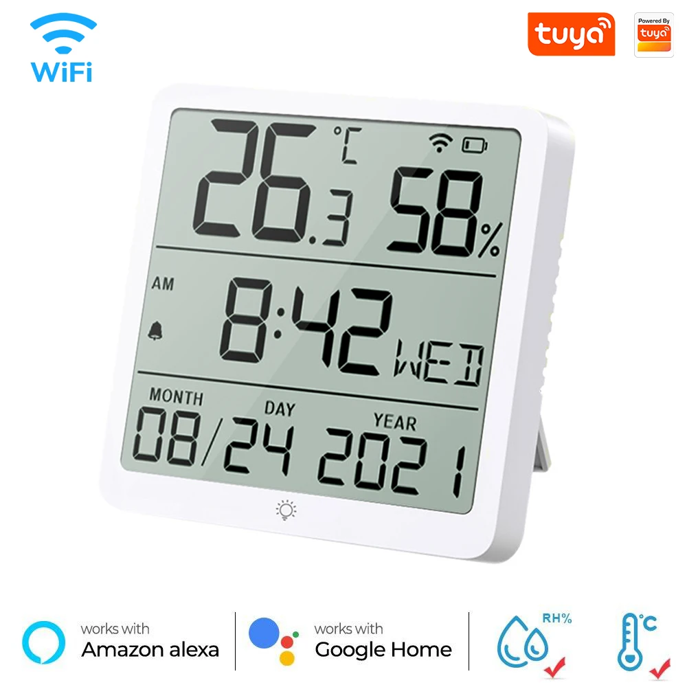 Tuya Smart WiFi Temperature Humidity Sensor with Backlight LCD Display For Home Thermometer Support Alexa Google Home Voice
Tuya Smart WiFi Temperature Humidity Sensor with Backlight LCD Display For Home Thermometer Support Alexa Google Home Voice
