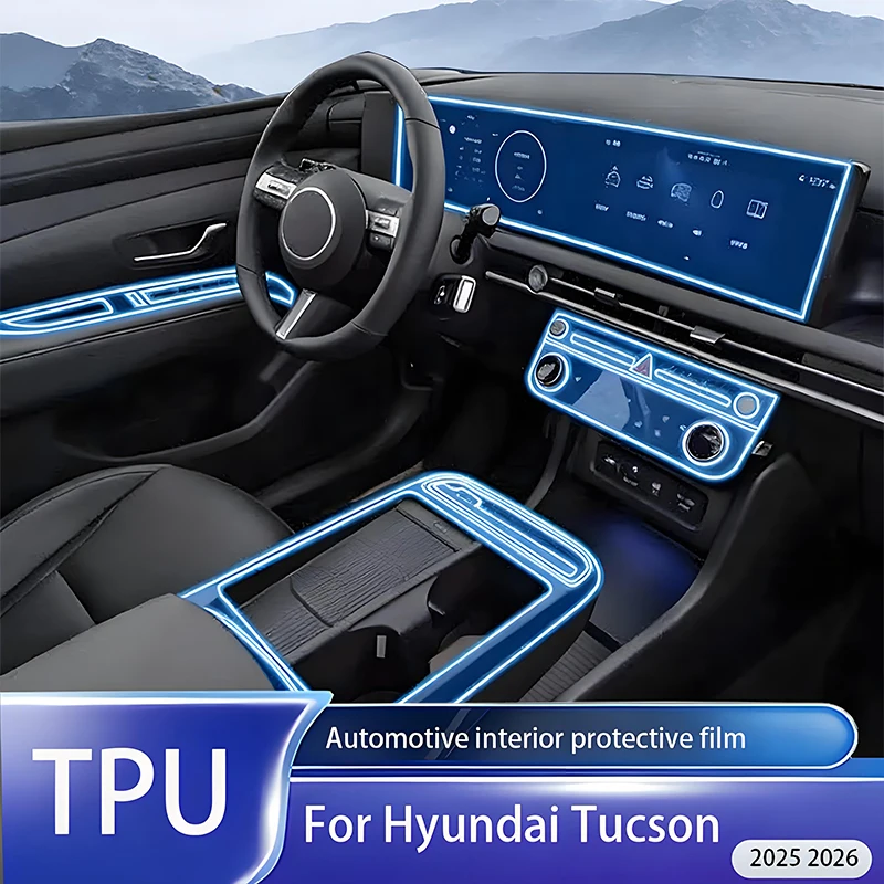 Suitable for Hyundai Tucson 2025 and 2026 TPU interior transparent film panel GPS navigation center console PPF protective film
Suitable for Hyundai Tucson 2025 and 2026 TPU interior transparent film panel GPS navigation center console PPF protective film