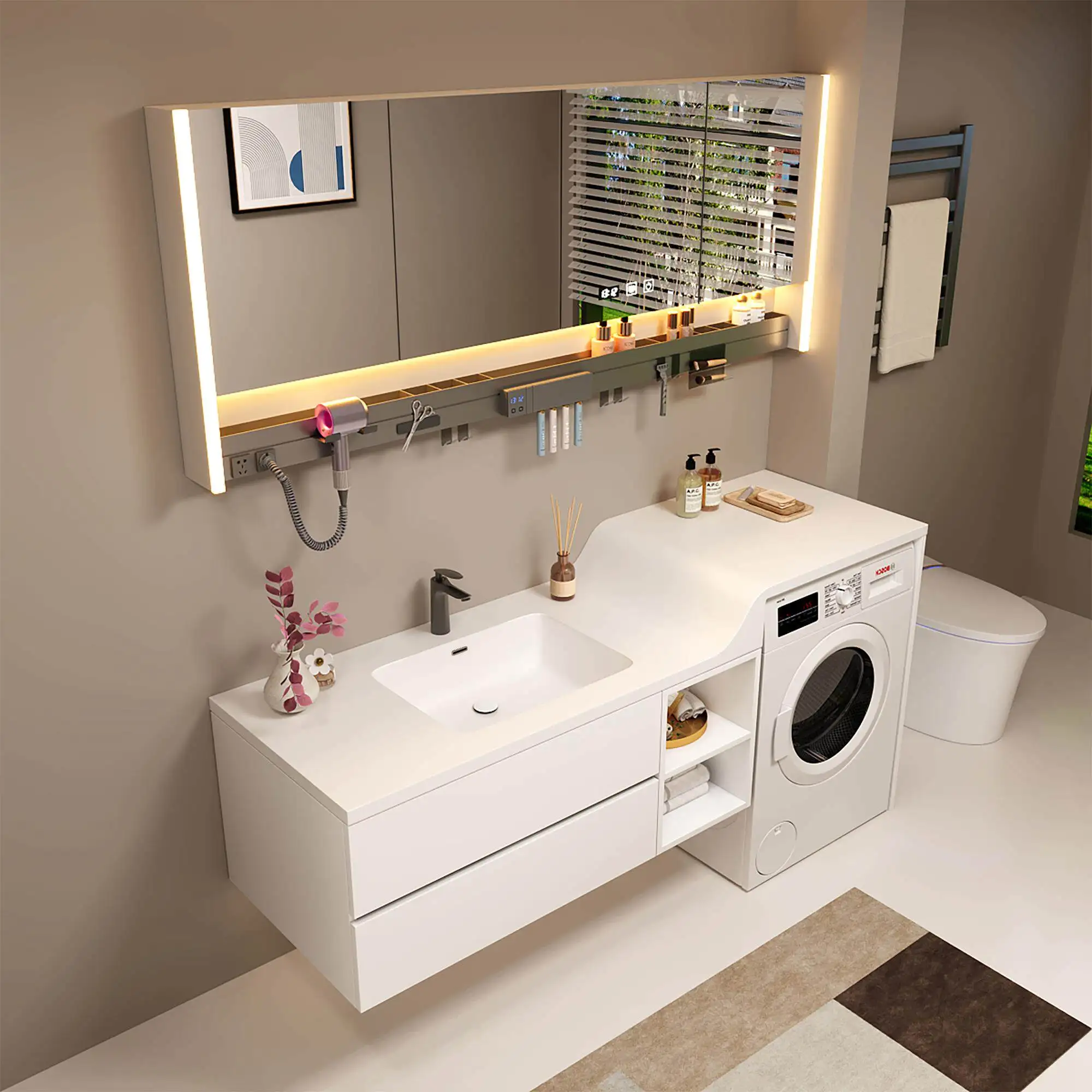 Washing machine significant other solid wood bathroom cabinet combination integrated cabinet, toilet washstand mirror cabinet
Washing machine significant other solid wood bathroom cabinet combination integrated cabinet, toilet washstand mirror cabinet