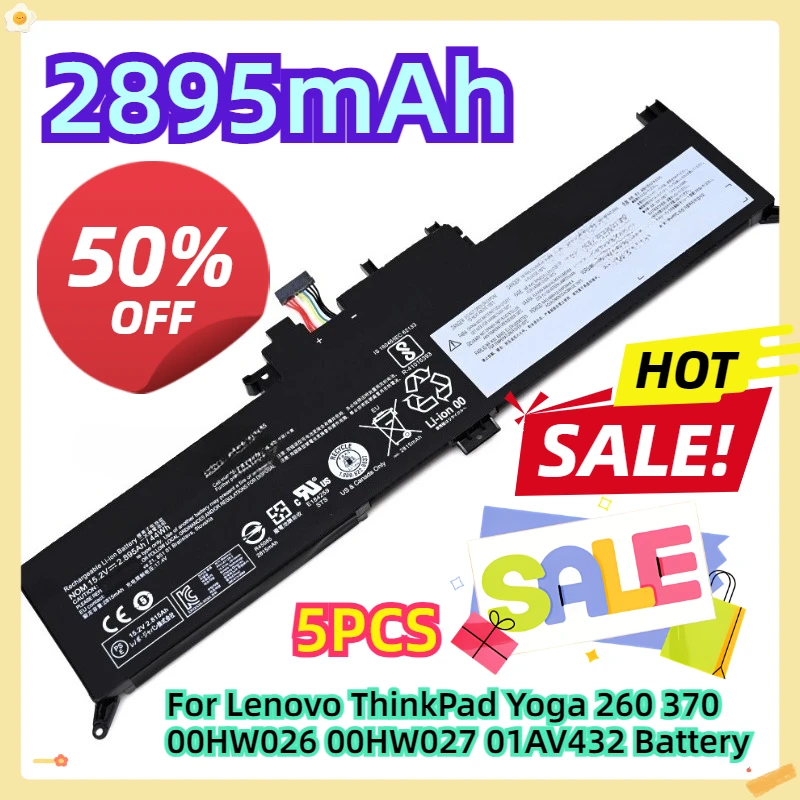 For Lenovo ThinkPad Yoga 260 370 00HW026 00HW027 01AV432 Battery 5pcs
For Lenovo ThinkPad Yoga 260 370 00HW026 00HW027 01AV432 Battery 5pcs