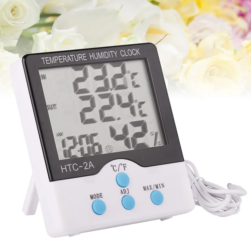 -2A Digital Thermometer Hygrometer with Large LCD Display Temperature Humidity Clock for Indoor Outdoor Desk Wall Mount White
-2A Digital Thermometer Hygrometer with Large LCD Display Temperature Humidity Clock for Indoor Outdoor Desk Wall Mount White