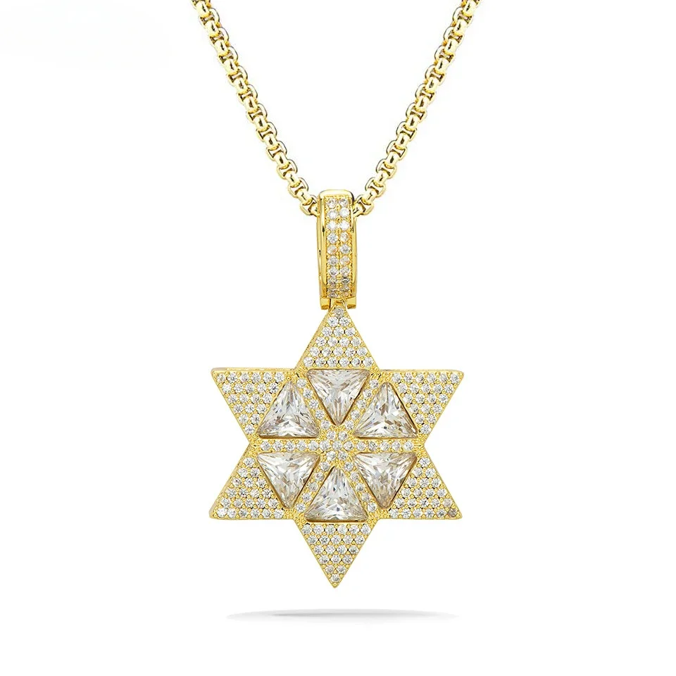 Cuban Link and Pendant Hexagram Hip Hop Necklace Gold Plated Full Diamond Fashion Men's and Women's Jewelry
Cuban Link and Pendant Hexagram Hip Hop Necklace Gold Plated Full Diamond Fashion Men's and Women's Jewelry